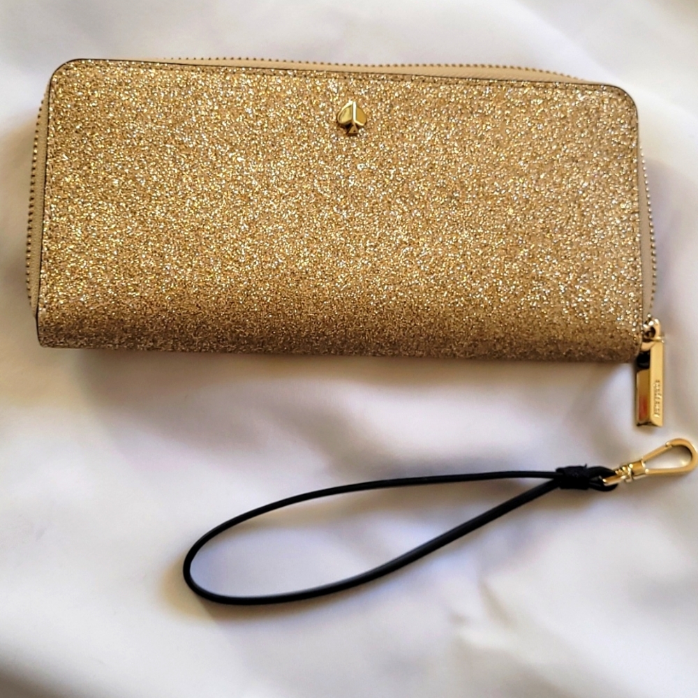 Kate Spade Gold Sparkle Wallet & Wristlet
